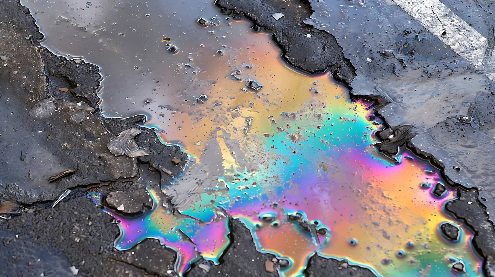 Rainbow Colored Gasoline Spill on Asphalt — free download from Dotvec