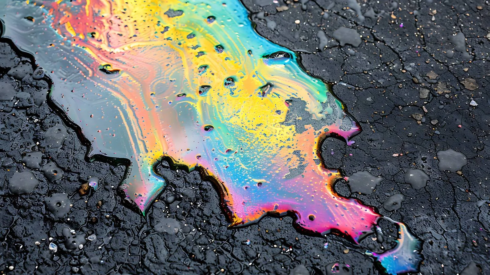 Vibrant Rainbow Oil Stain on Asphalt — free download from Dotvec