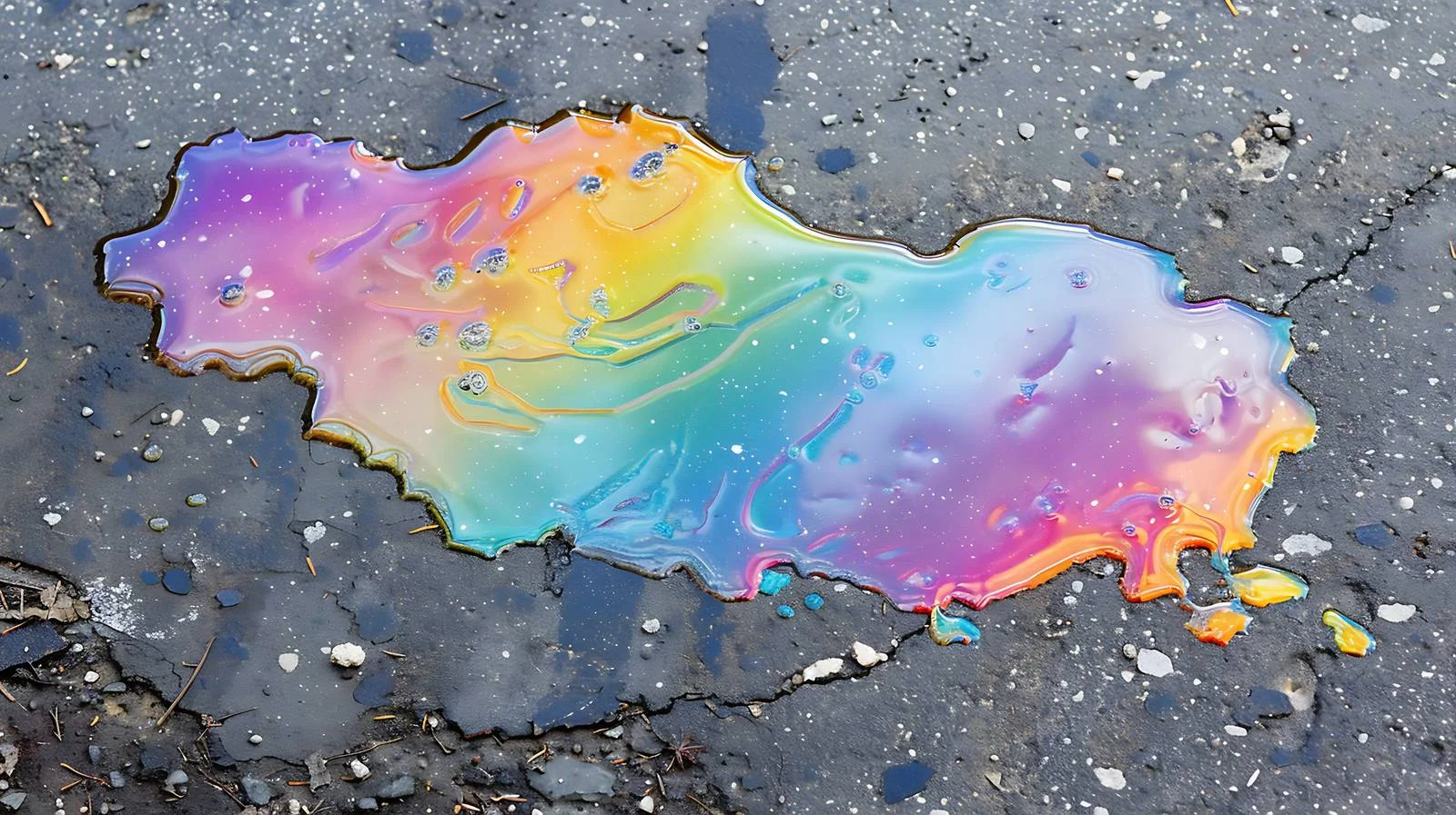 Colorful Rainbow Oil Stain on Asphalt — free download from Dotvec