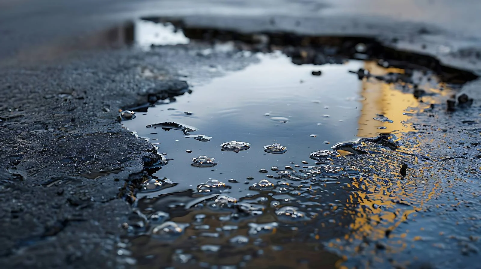 Spilled oil creating dark asphalt contamination — free download from Dotvec