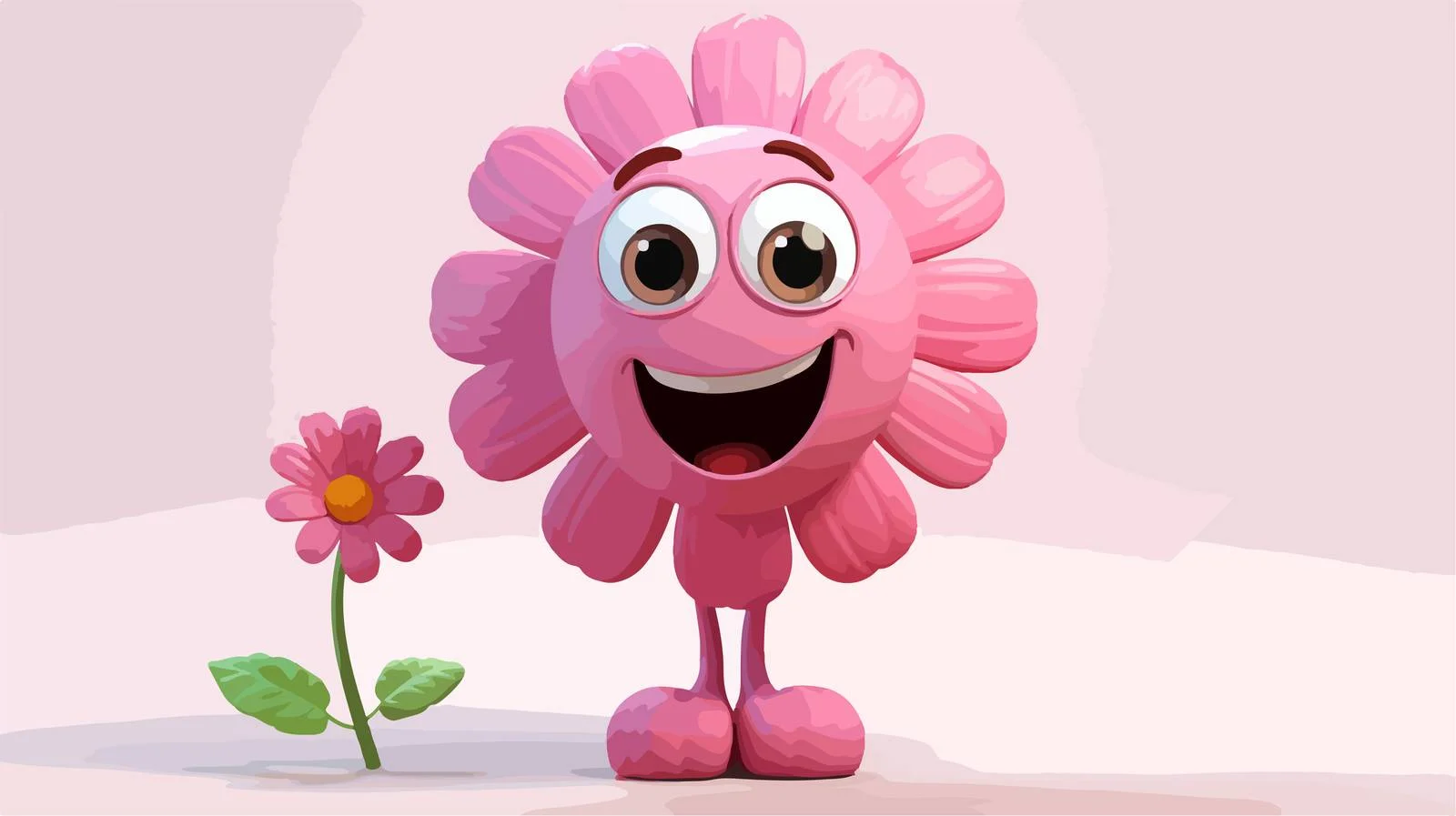 Pink Flower Character Cartoon Vector Illustration — free download from Dotvec