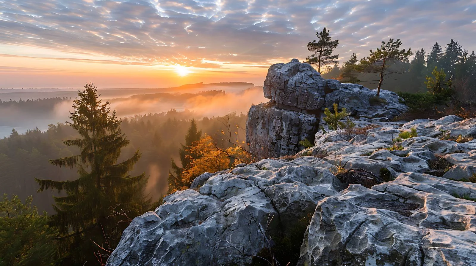 Majestic Sunrise over Okiennik Wielki Rock — free download from Dotvec