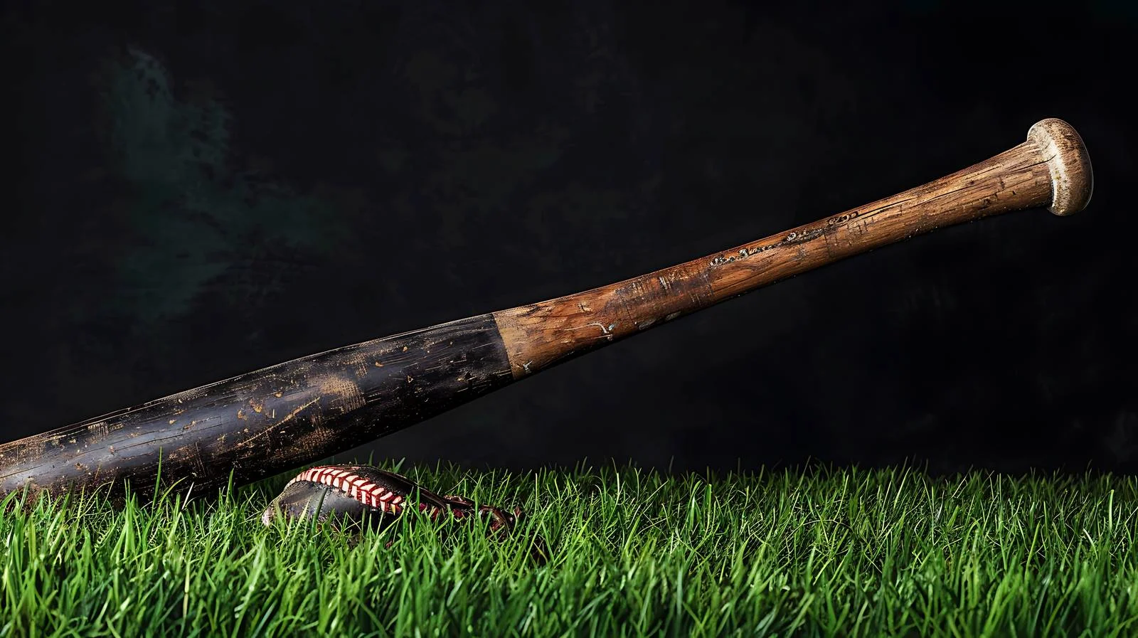 Vintage baseball equipment on grassy field — free download from Dotvec