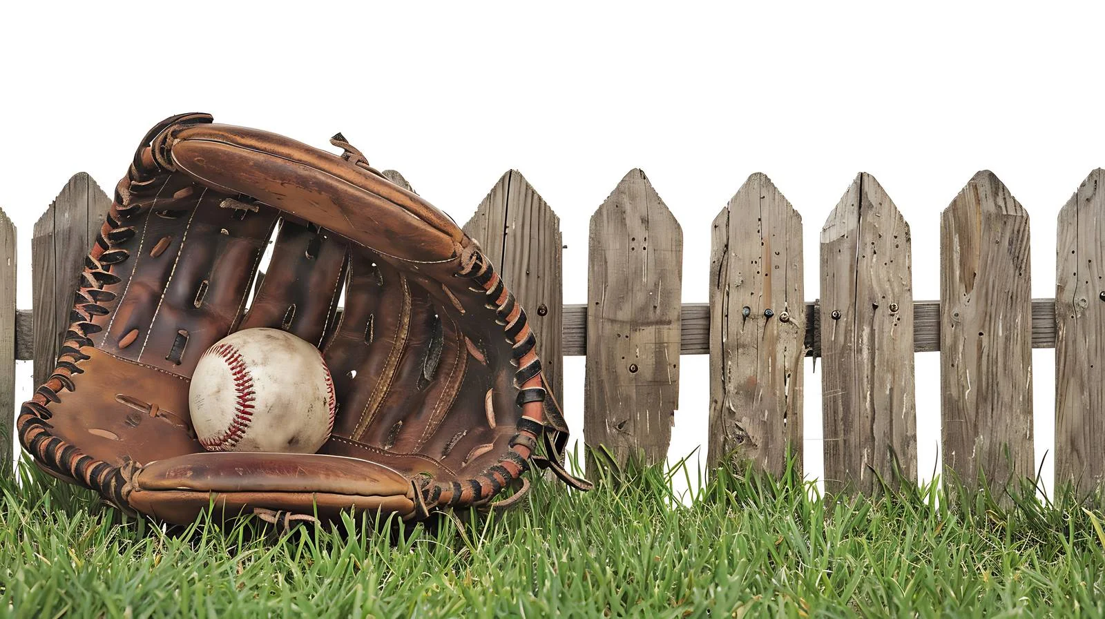 Vintage Baseball Glove and Ball on Grass — free download from Dotvec