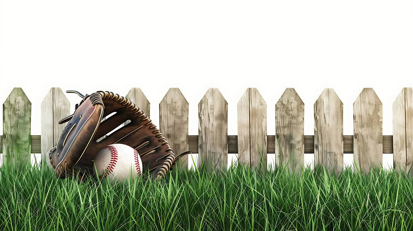 Vintage baseball equipment on grass and wood — free download from Dotvec