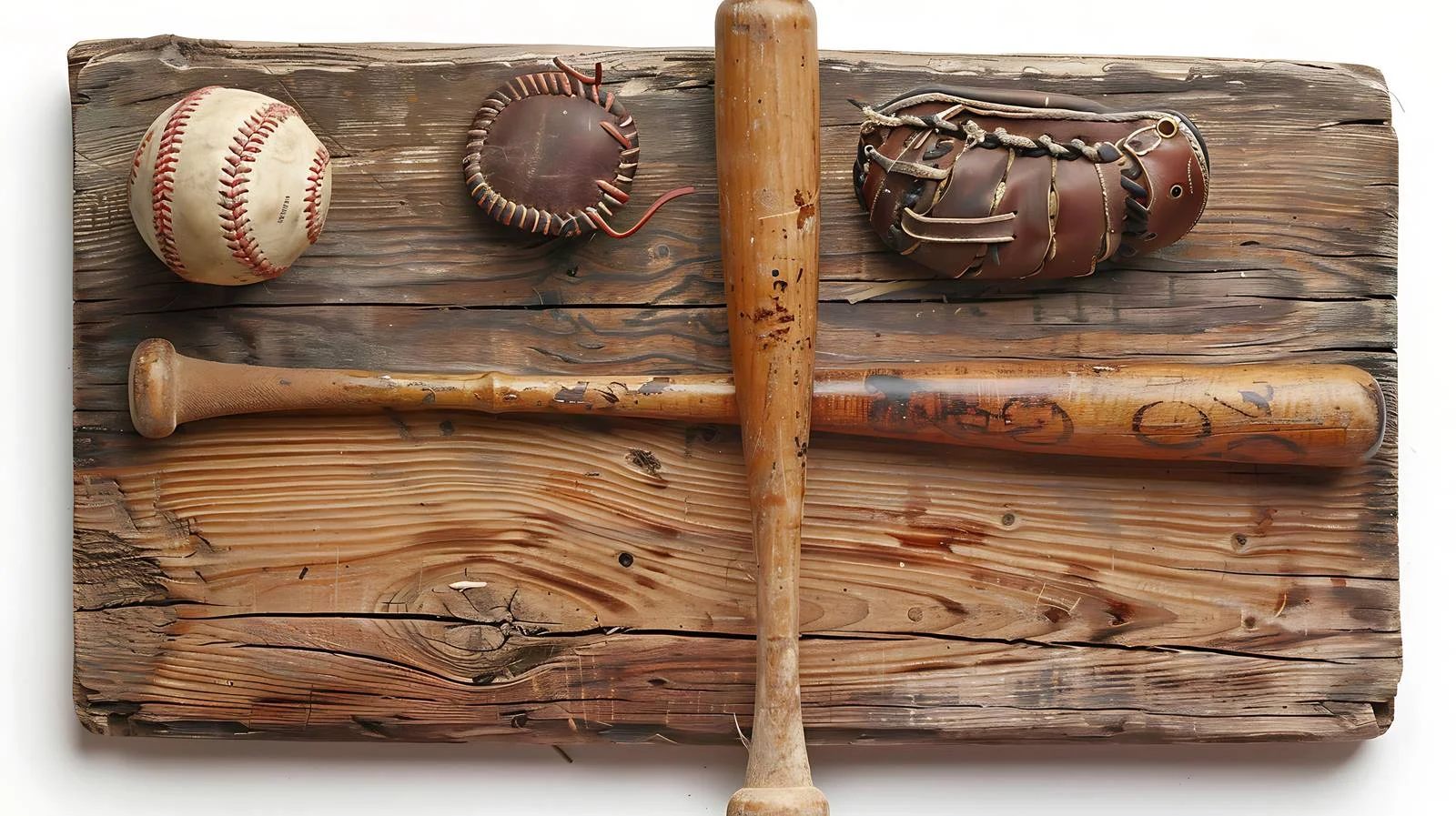 Vintage Baseball Gear on Weathered Wood Surface — free download from Dotvec