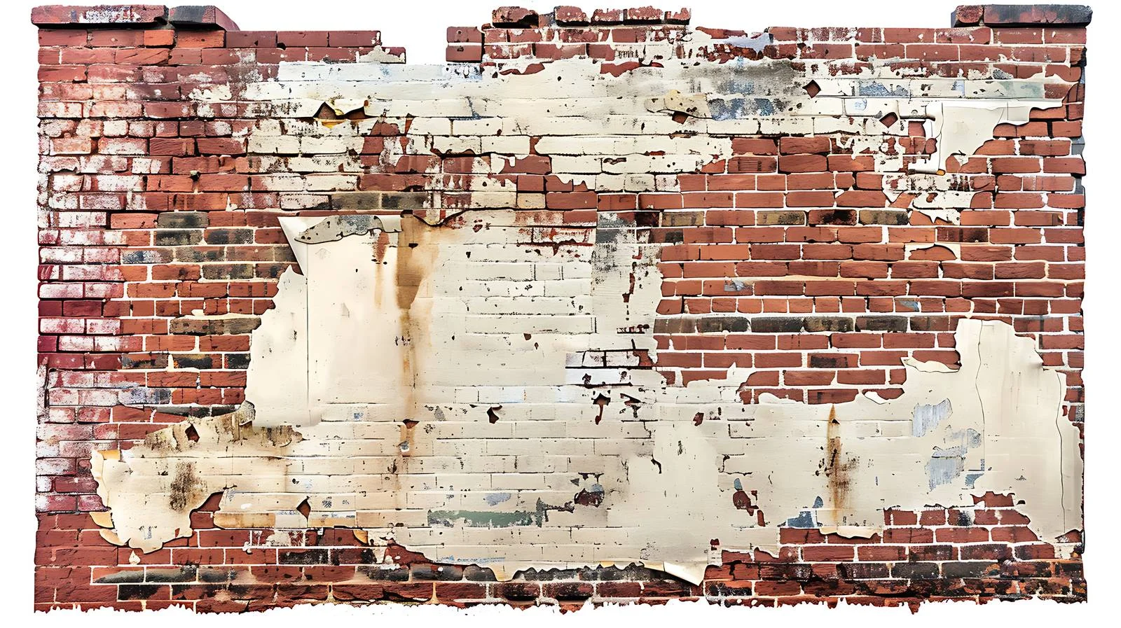 Weathered brick wall with peeled paint — free download from Dotvec