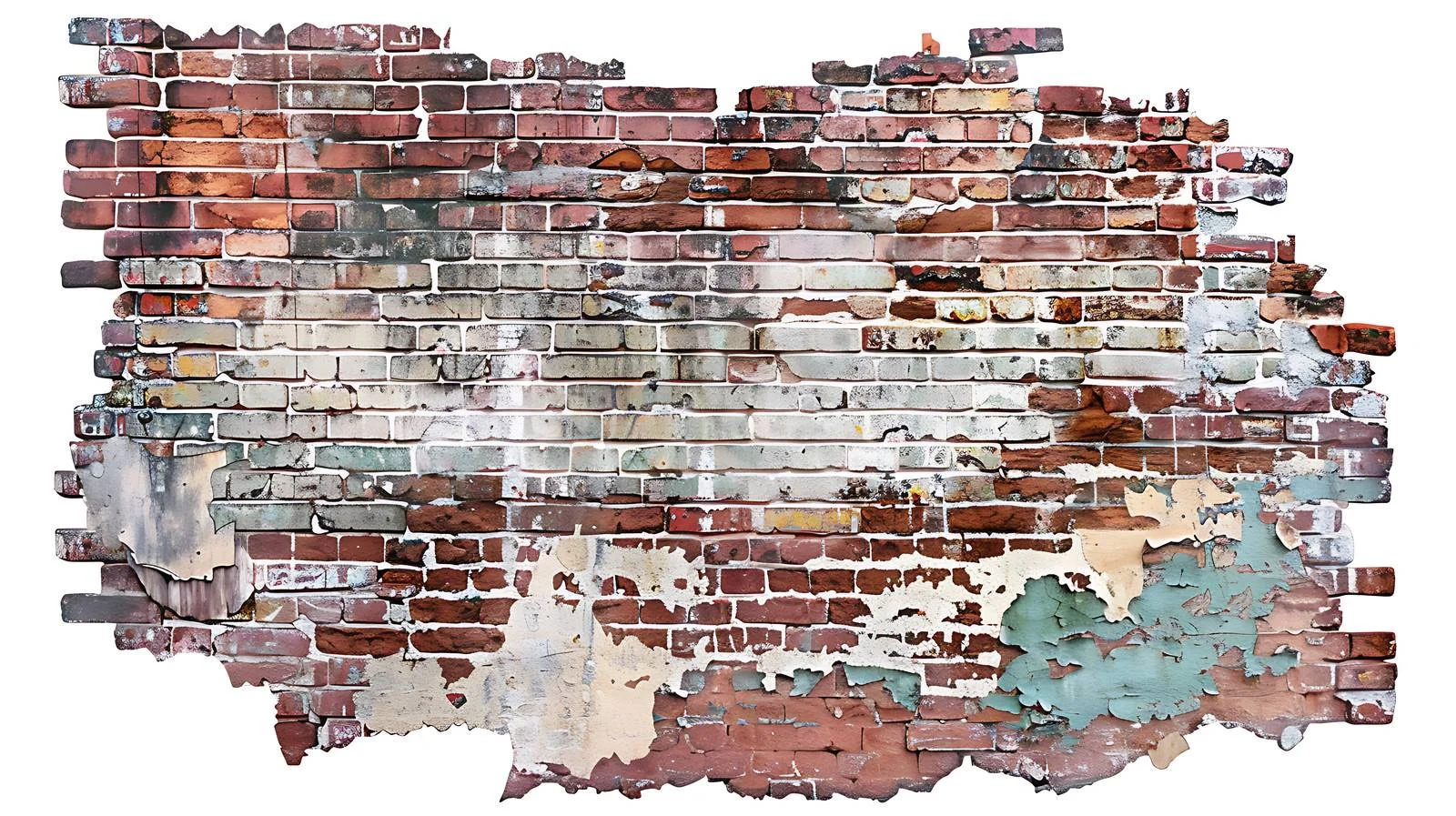 Aged brick wall with peeling paint and lettering — free download from Dotvec