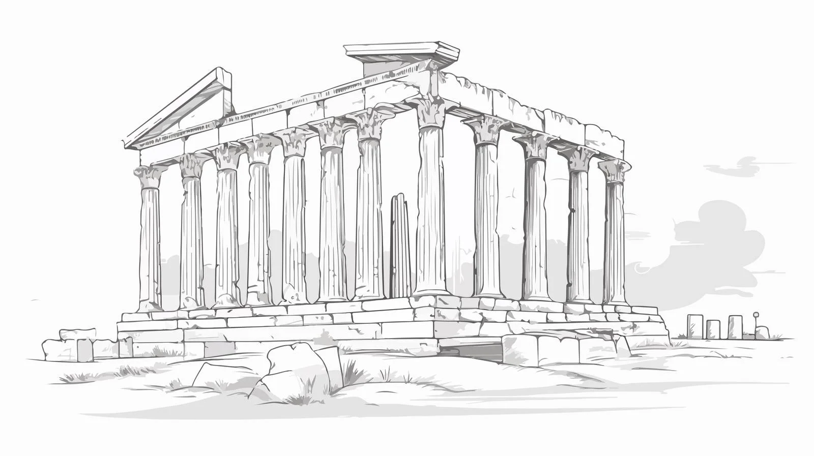 Ancient Greek Temple Ruins with Columns — free download from Dotvec