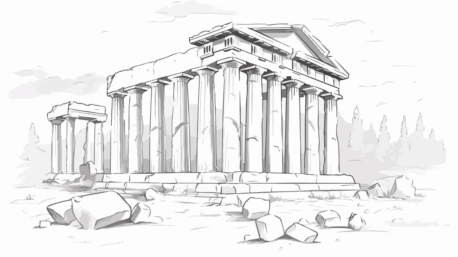 Ancient Greek Temple Ruins with Columns — free download from Dotvec