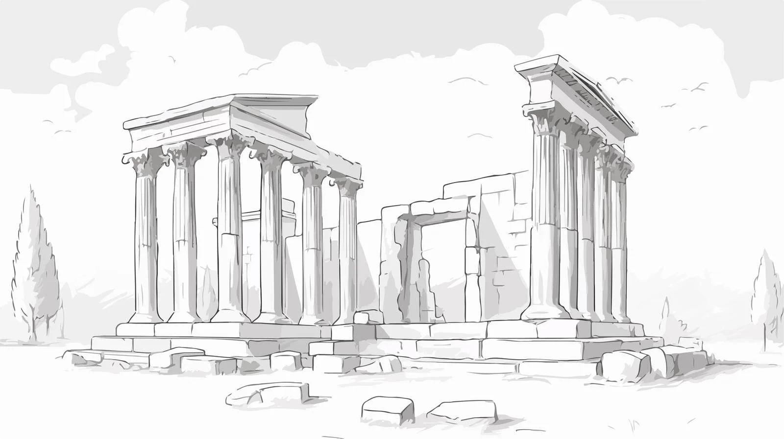 Ancient Greek Temple Ruins Columns — free download from Dotvec