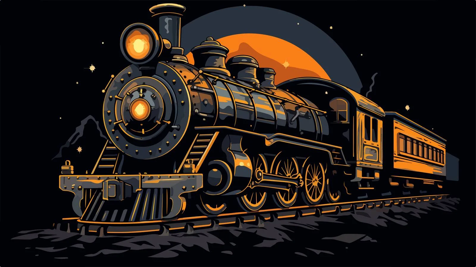 Vintage Steam Engine Logo Illustration — free download from Dotvec
