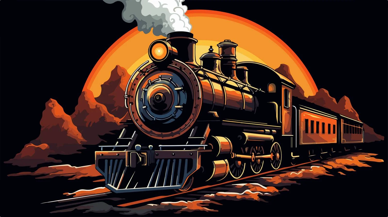 Vintage Steam Locomotive Logo Vector Isolated — free download from Dotvec