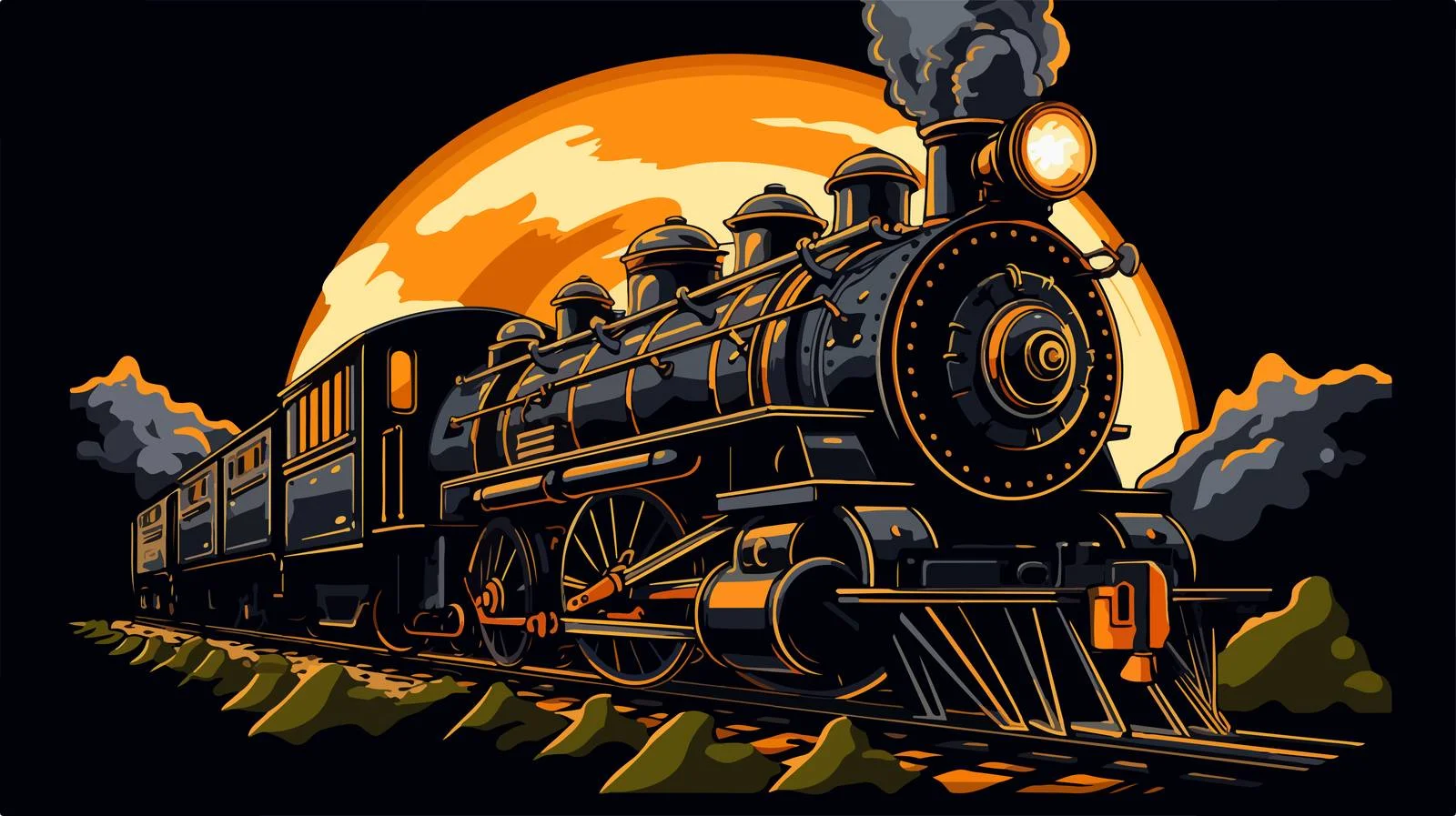 Vintage Steam Engine Logo Design — free download from Dotvec