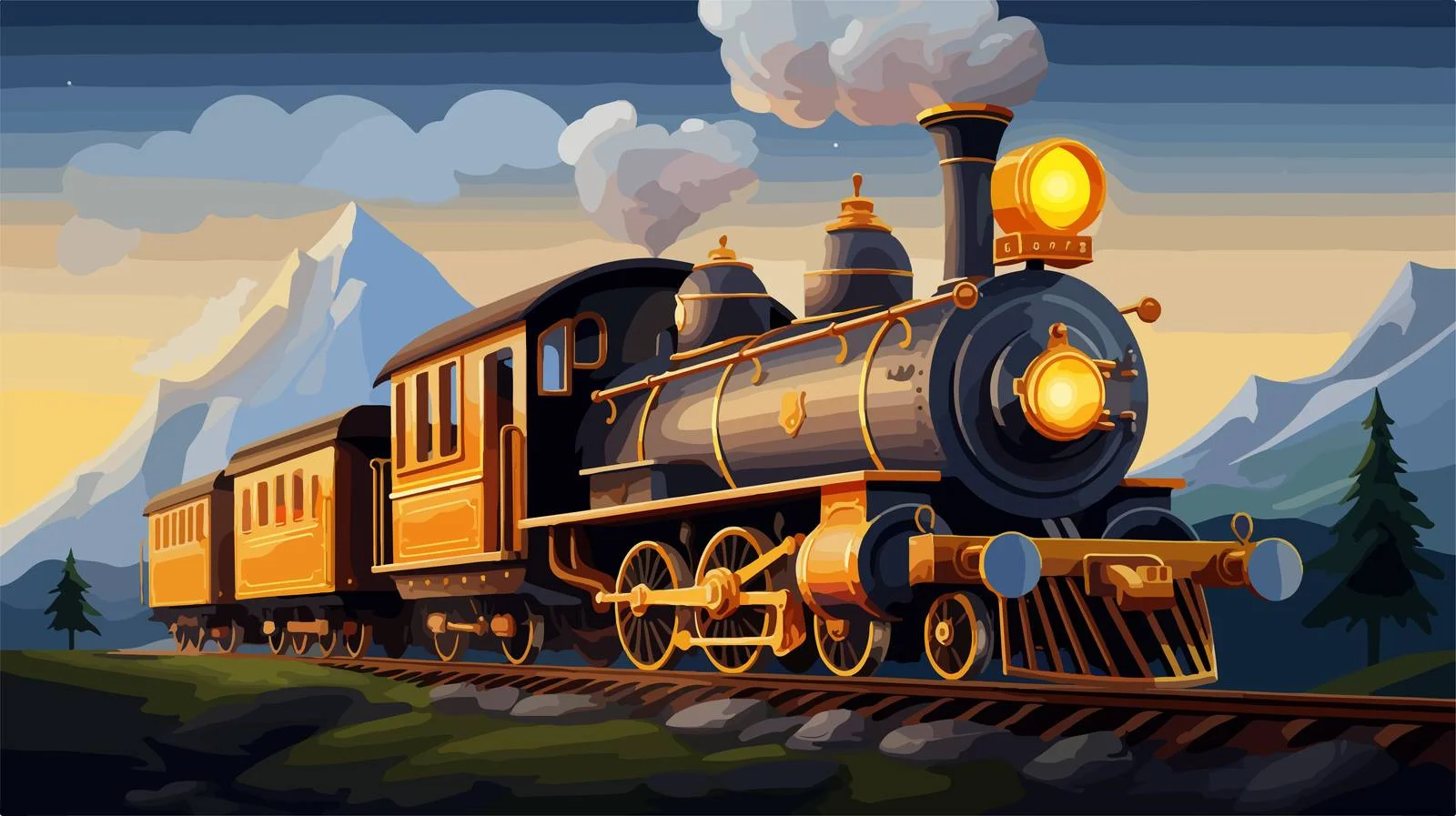 Vintage Steam Locomotive Logo Illustration — free download from Dotvec