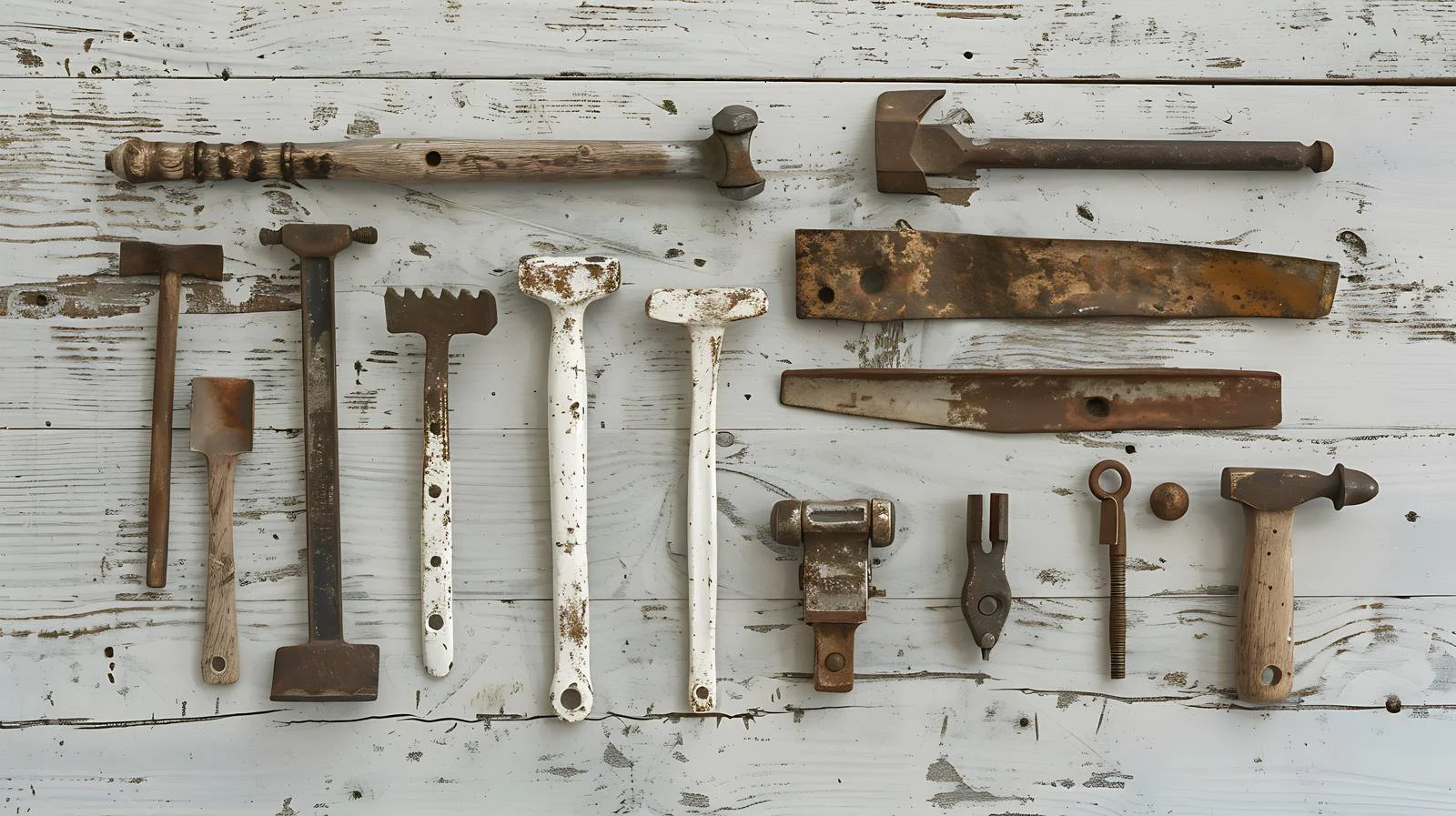 Vintage tools on rustic wooden background — free download from Dotvec
