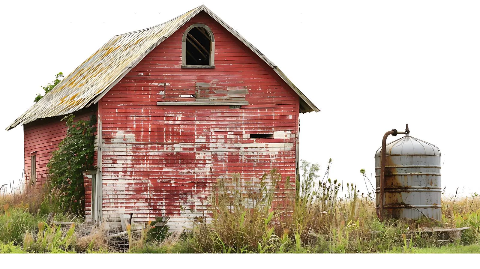 Vintage water cistern and rural Iowa barn — free download from Dotvec