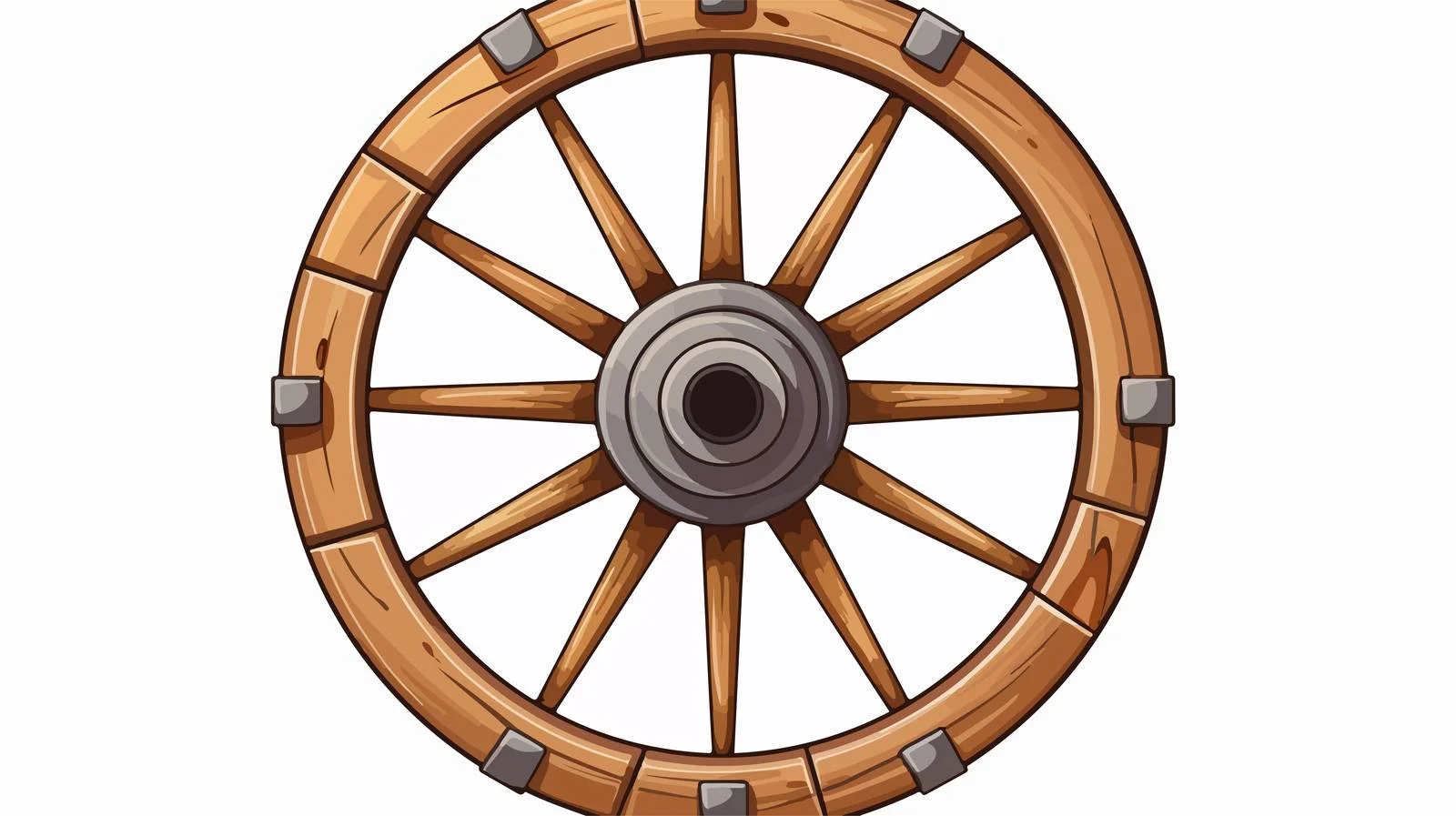 Vintage Wooden Cart Wheel with Spokes — free download from Dotvec
