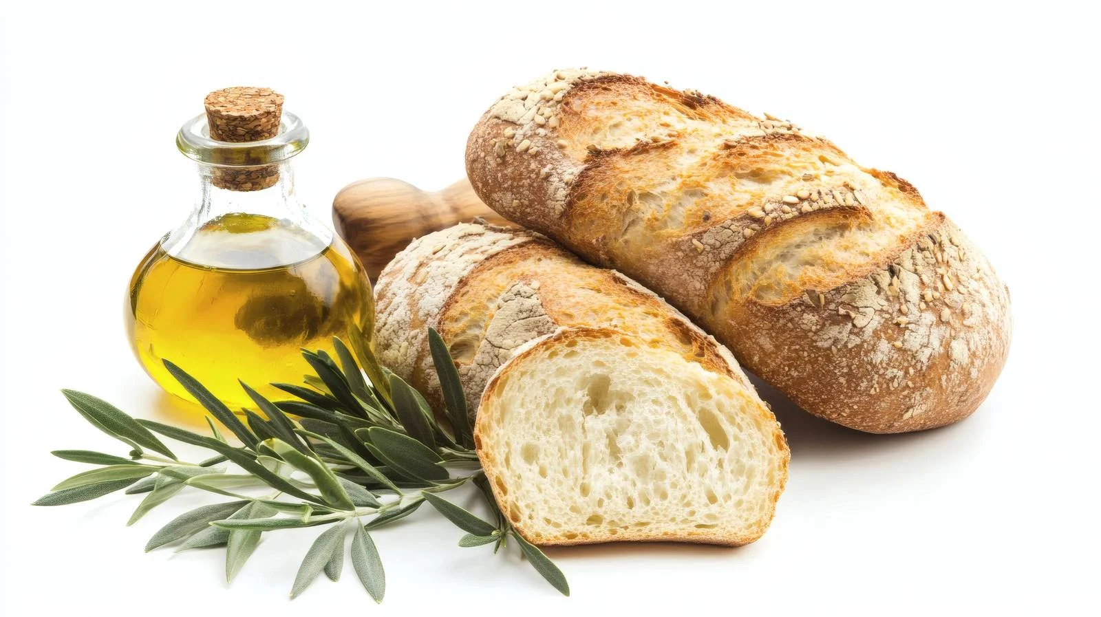 Premium Olive Oil and Bread on White — free download from Dotvec