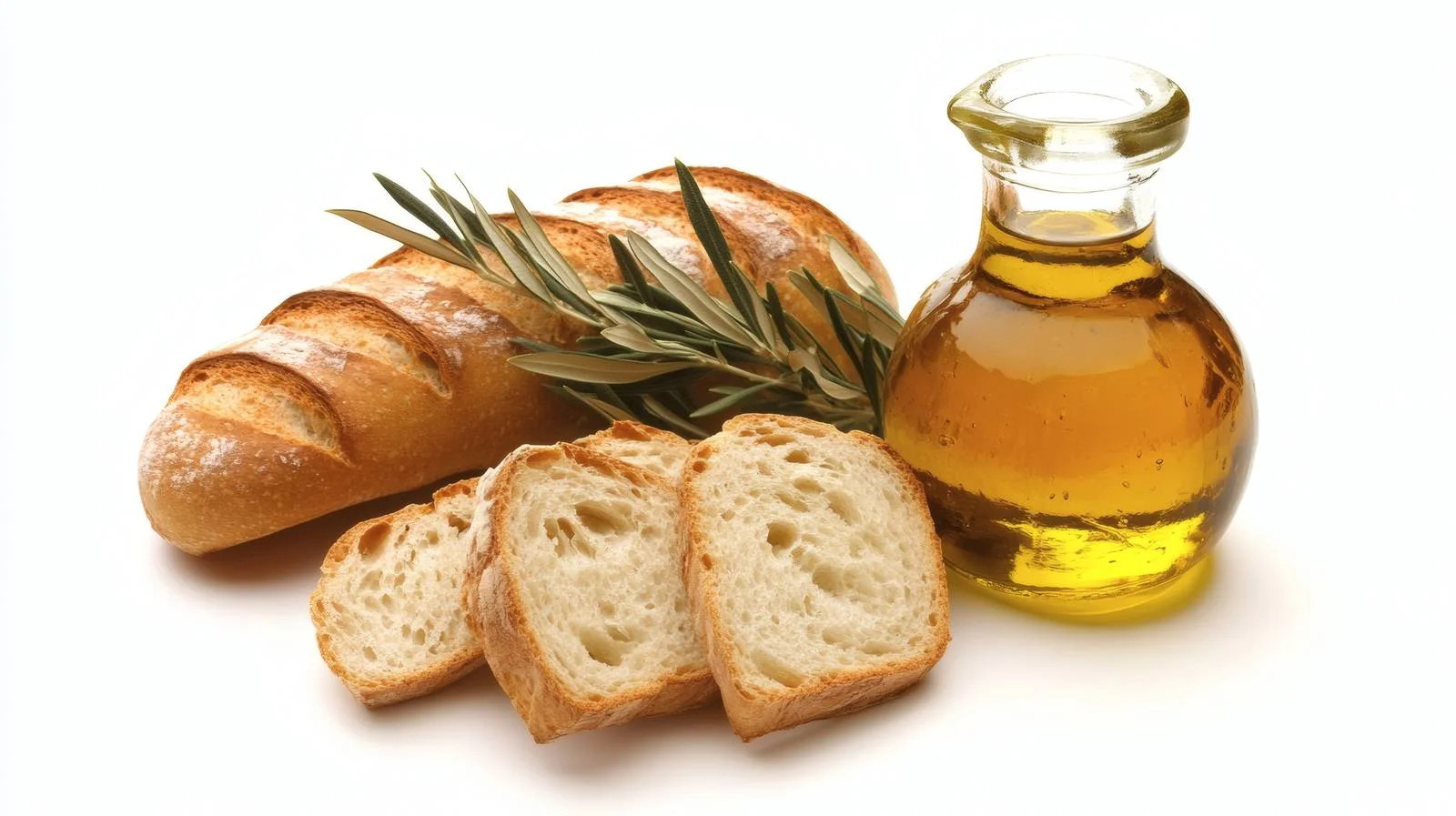 Gourmet Olive Oil and Bread on White — free download from Dotvec