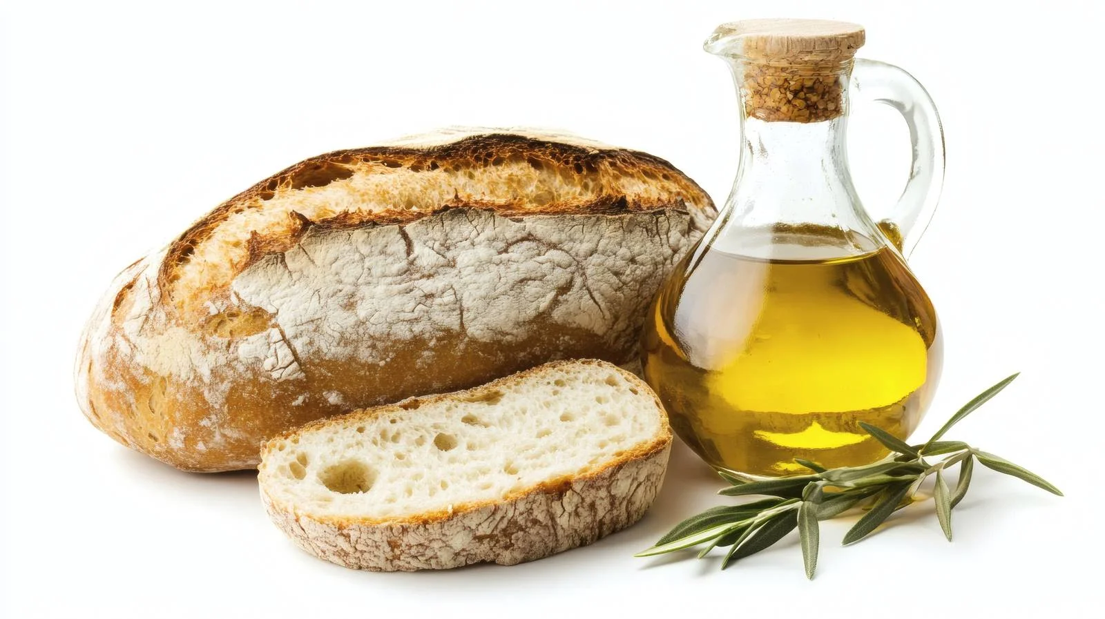 Gourmet Olive Oil and Bread on White — free download from Dotvec
