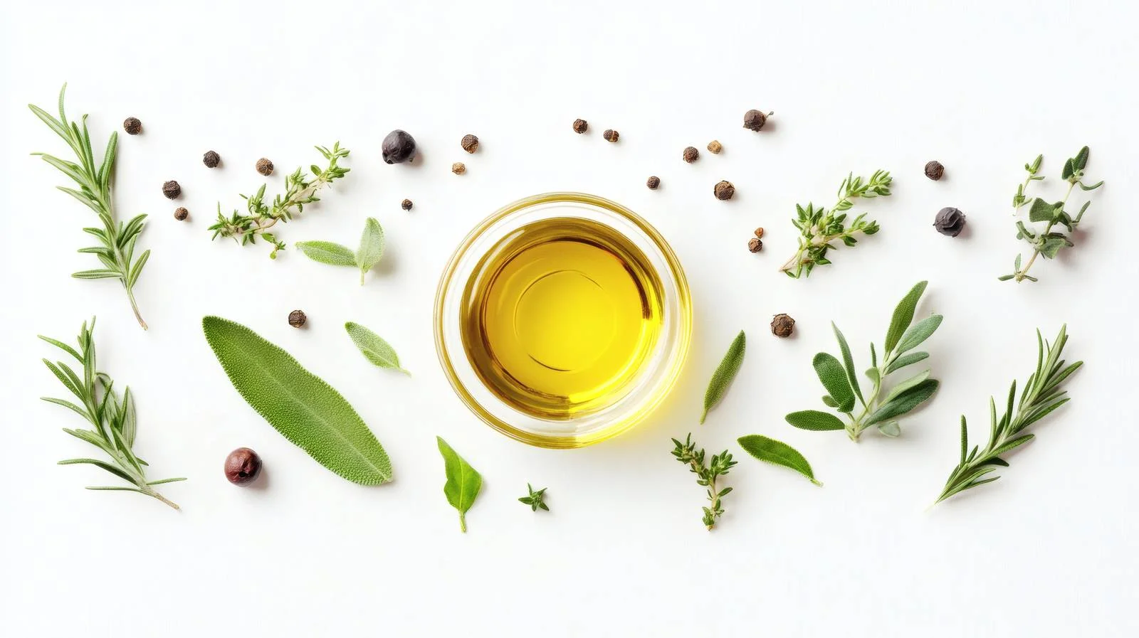 Herb-infused Olive Oil on White Background — free download from Dotvec
