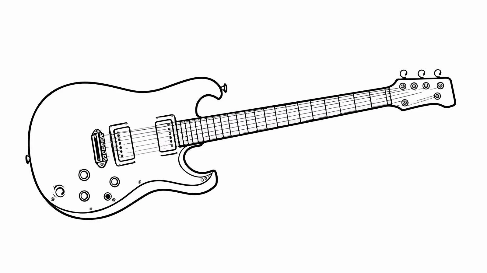 Continuous Line Electric Guitar Drawing — free download from Dotvec