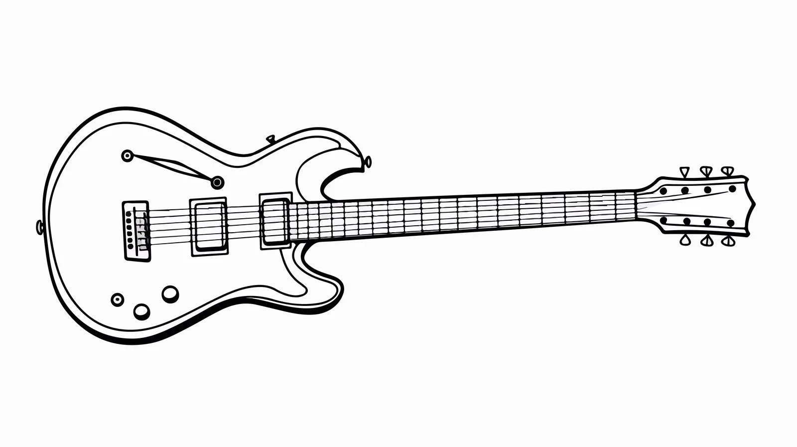 Continuous Line Electric Guitar Drawing — free download from Dotvec