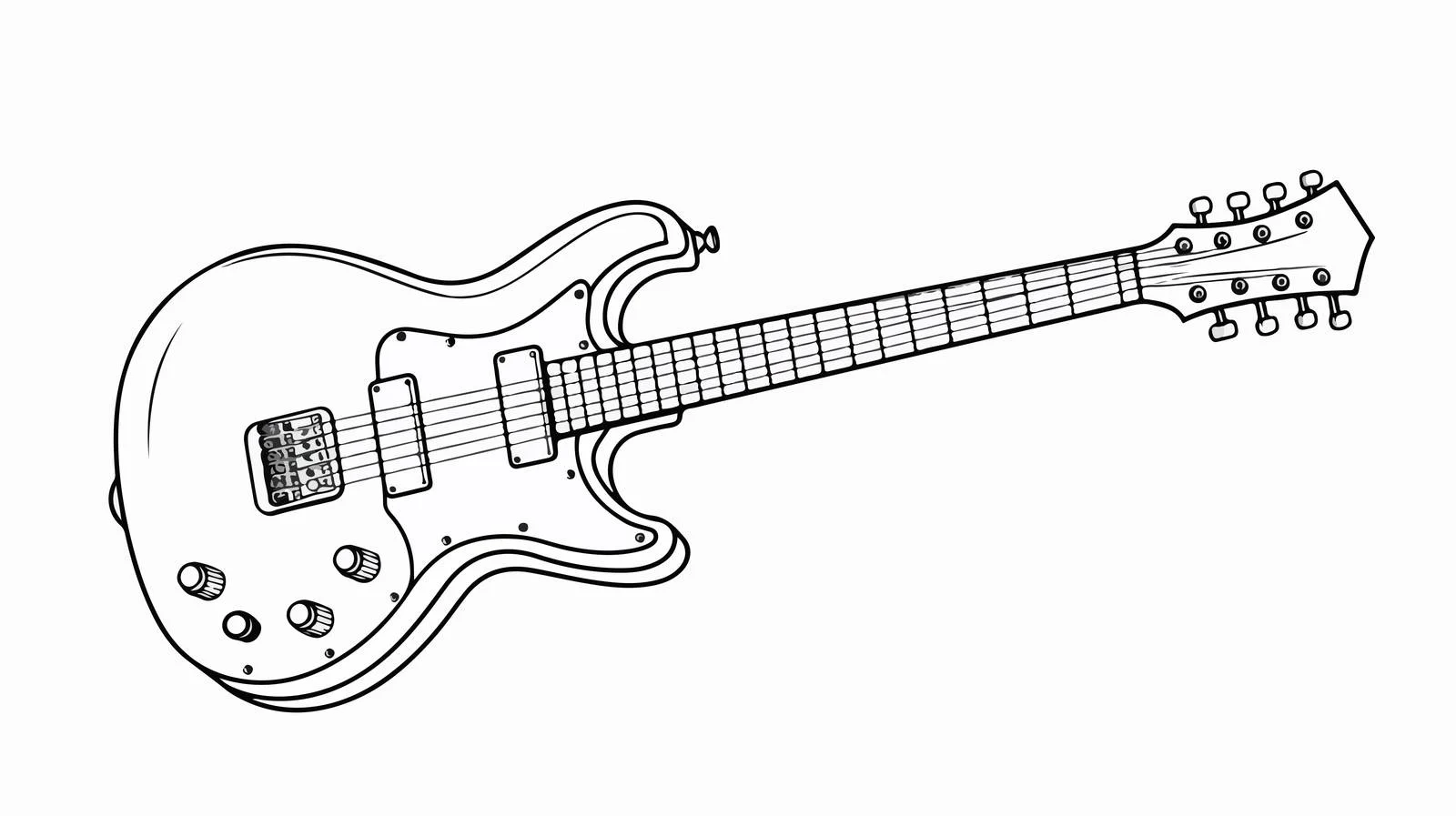 Continuous Line Electric Guitar Drawing — free download from Dotvec