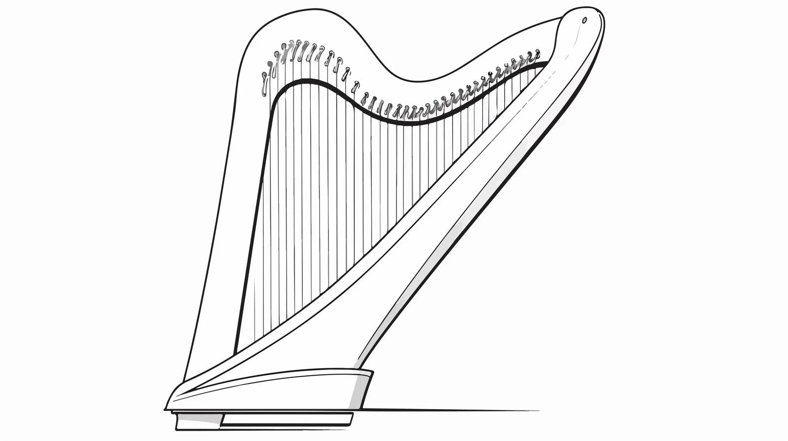 Musical Harp Line Drawing — free download from Dotvec