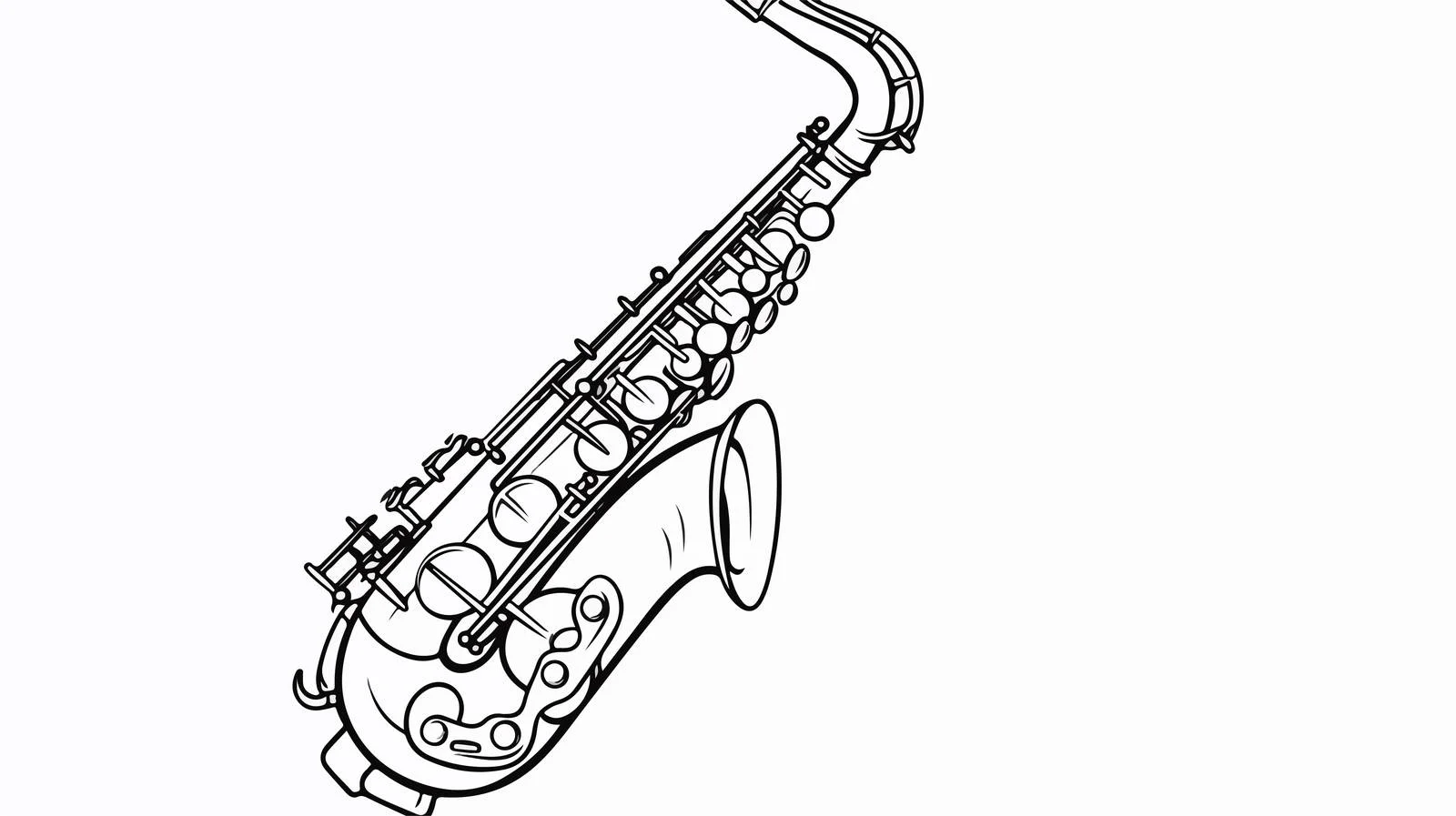 Saxophone Line Drawing — free download from Dotvec