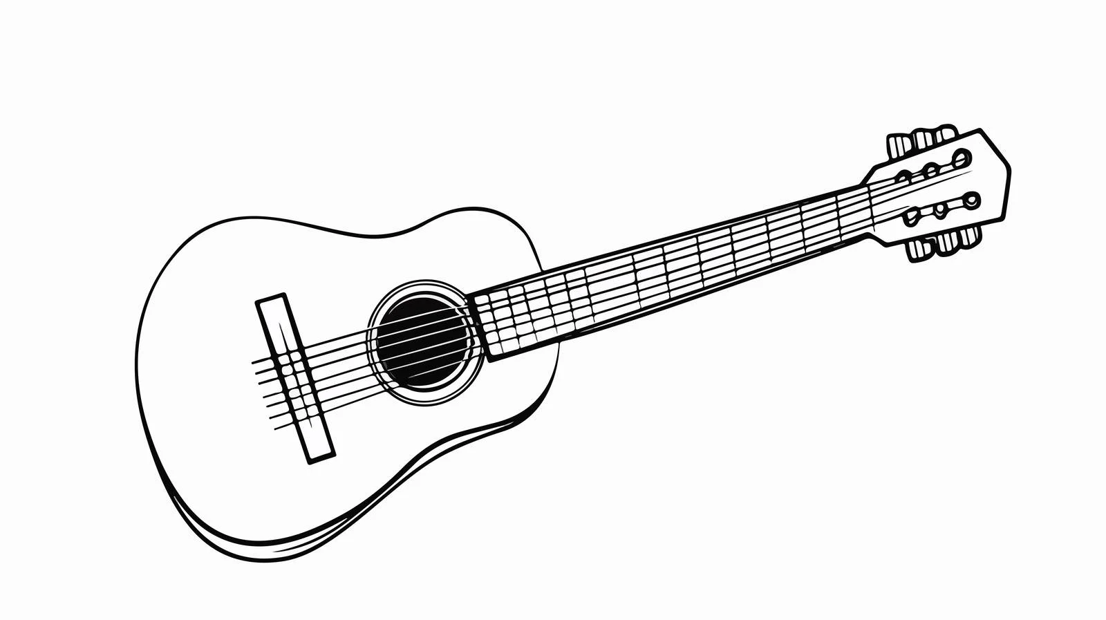 Musical Stringed Guitar Instrument Sketch — free download from Dotvec