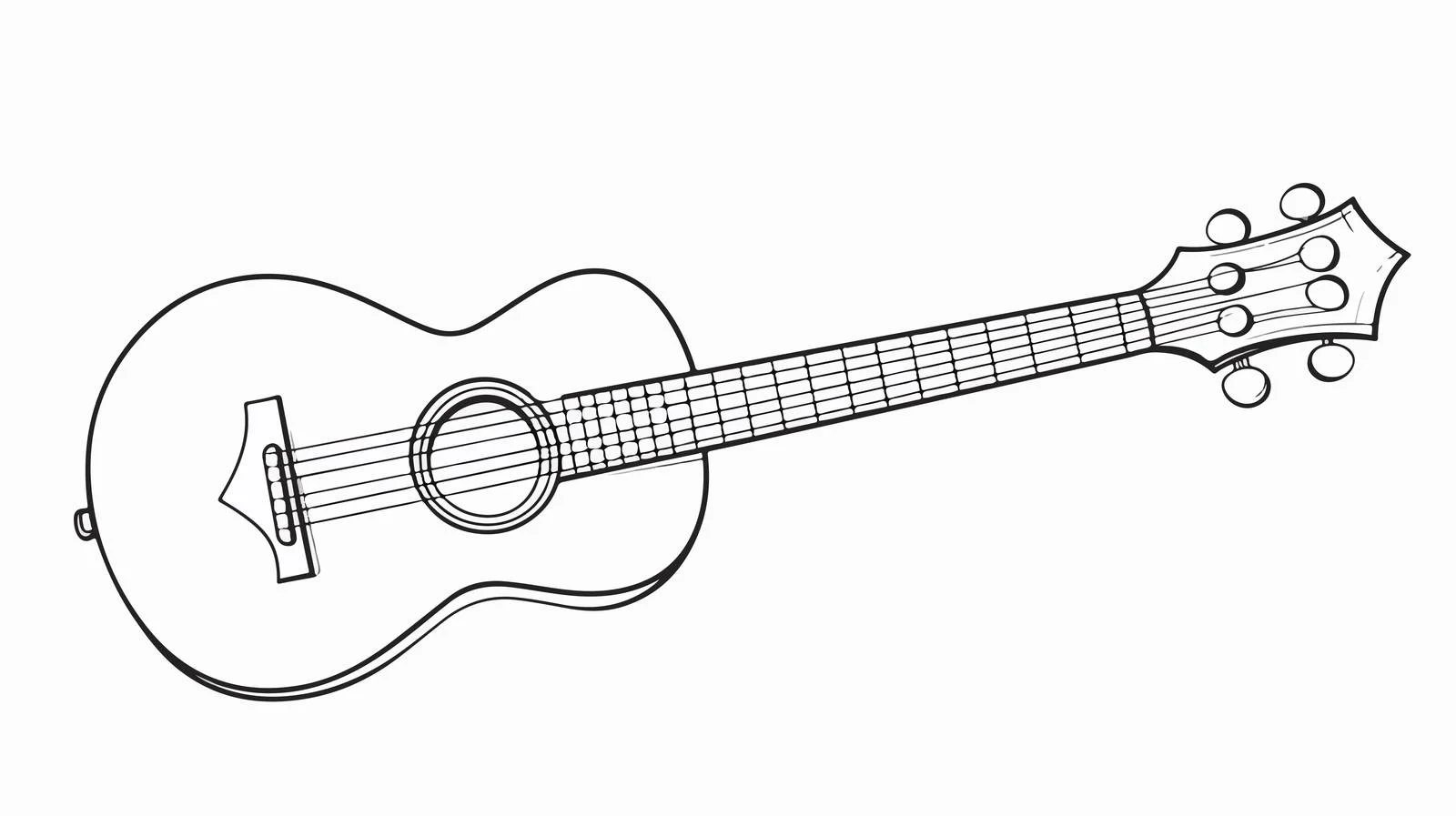 Musical Guitar One Line Drawing — free download from Dotvec