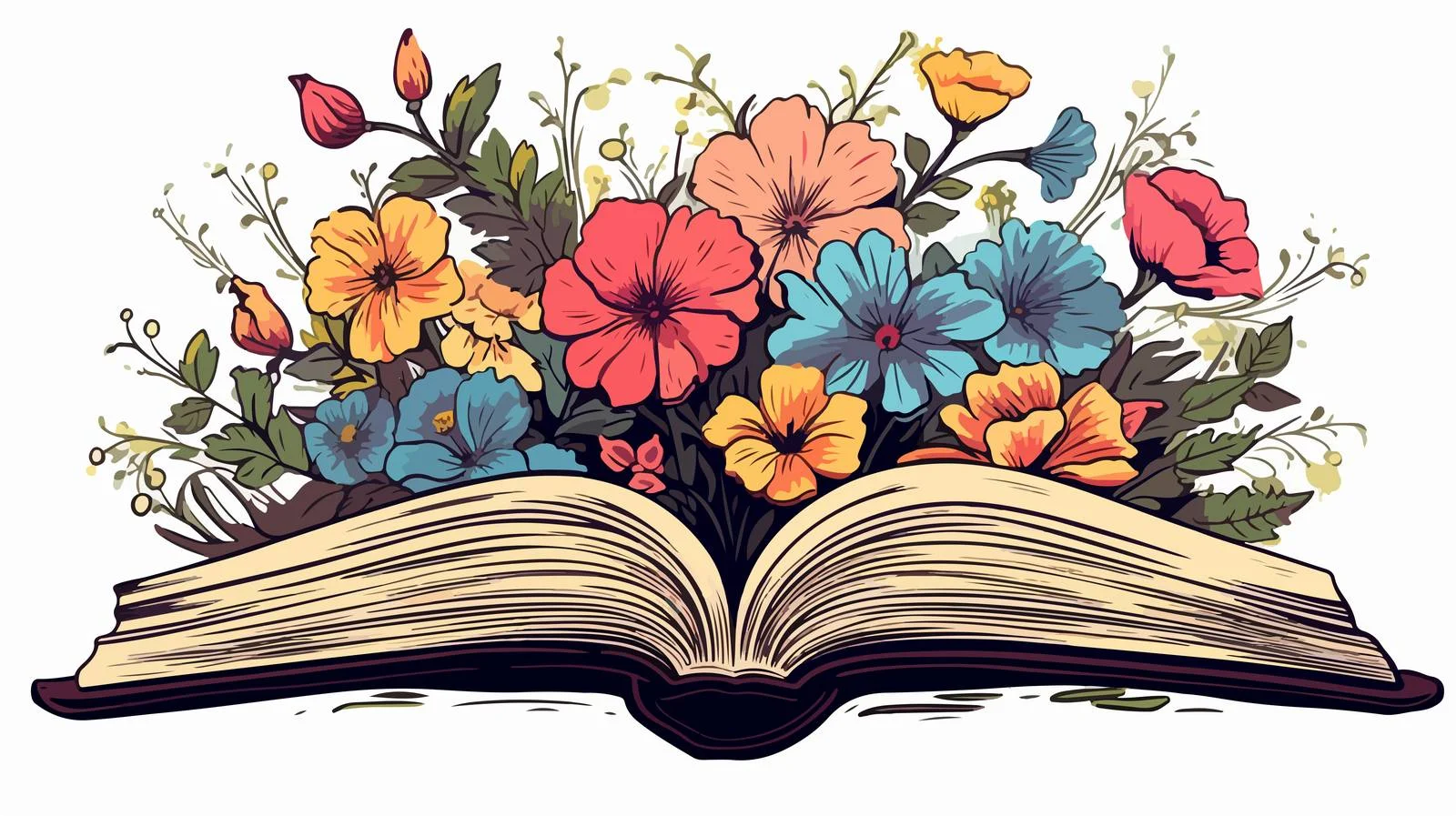 Hand-drawn Floral Sketch on Open Book — free download from Dotvec