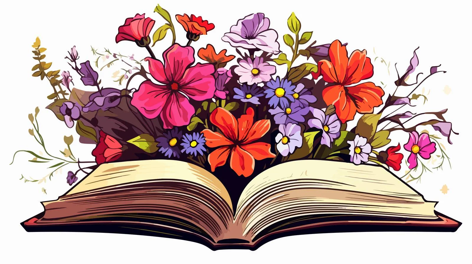 Artistic Hand-Drawn Floral Book Illustration — free download from Dotvec