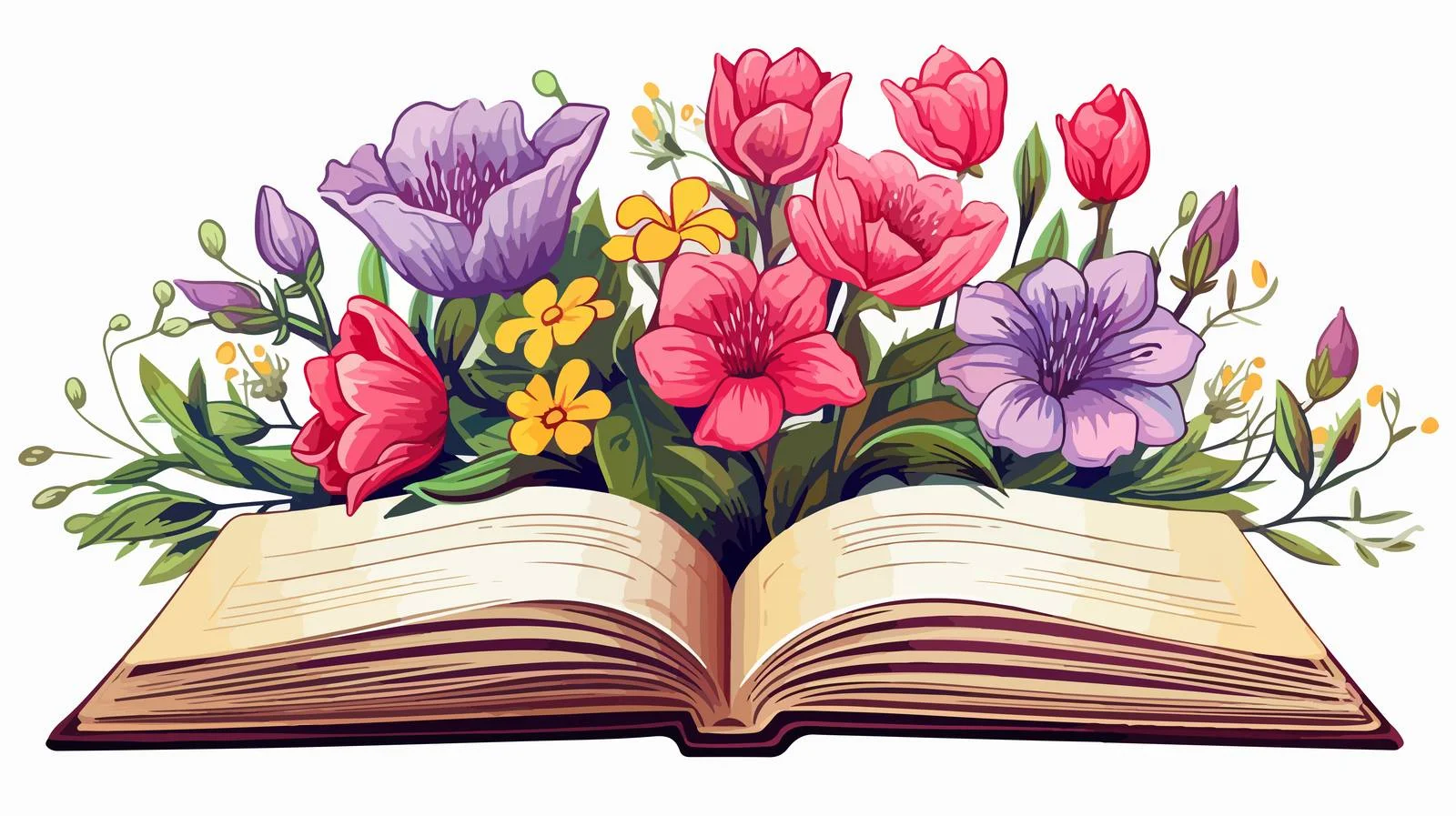 Floral Sketch on Open Book — free download from Dotvec