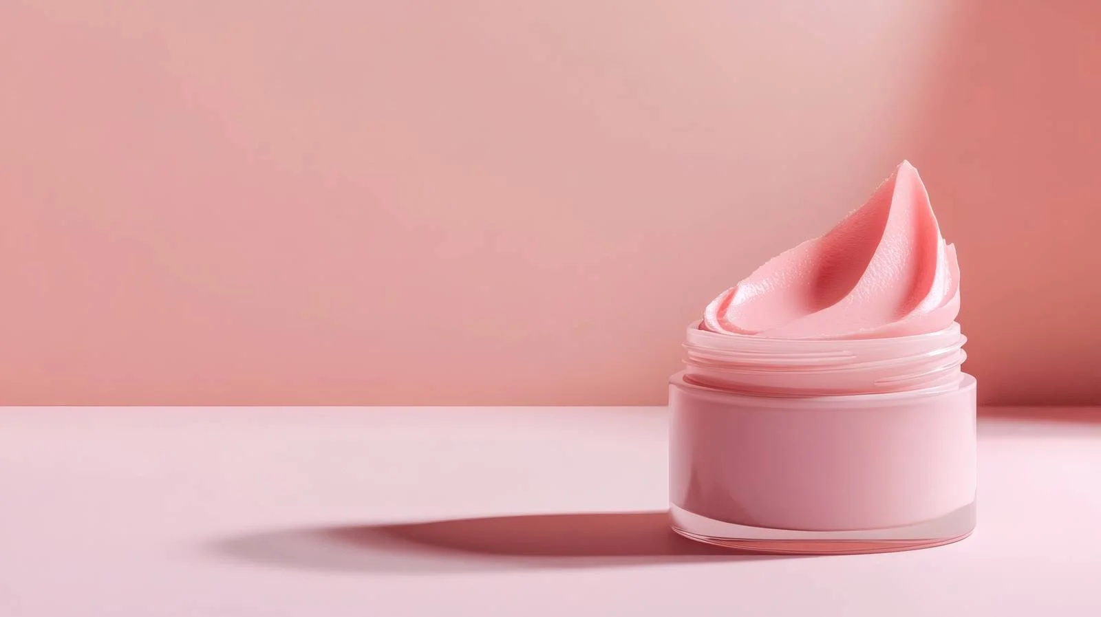 Luxurious Beauty Cream Jar and Swatch on Peach Background – free swipe image from Dotvec