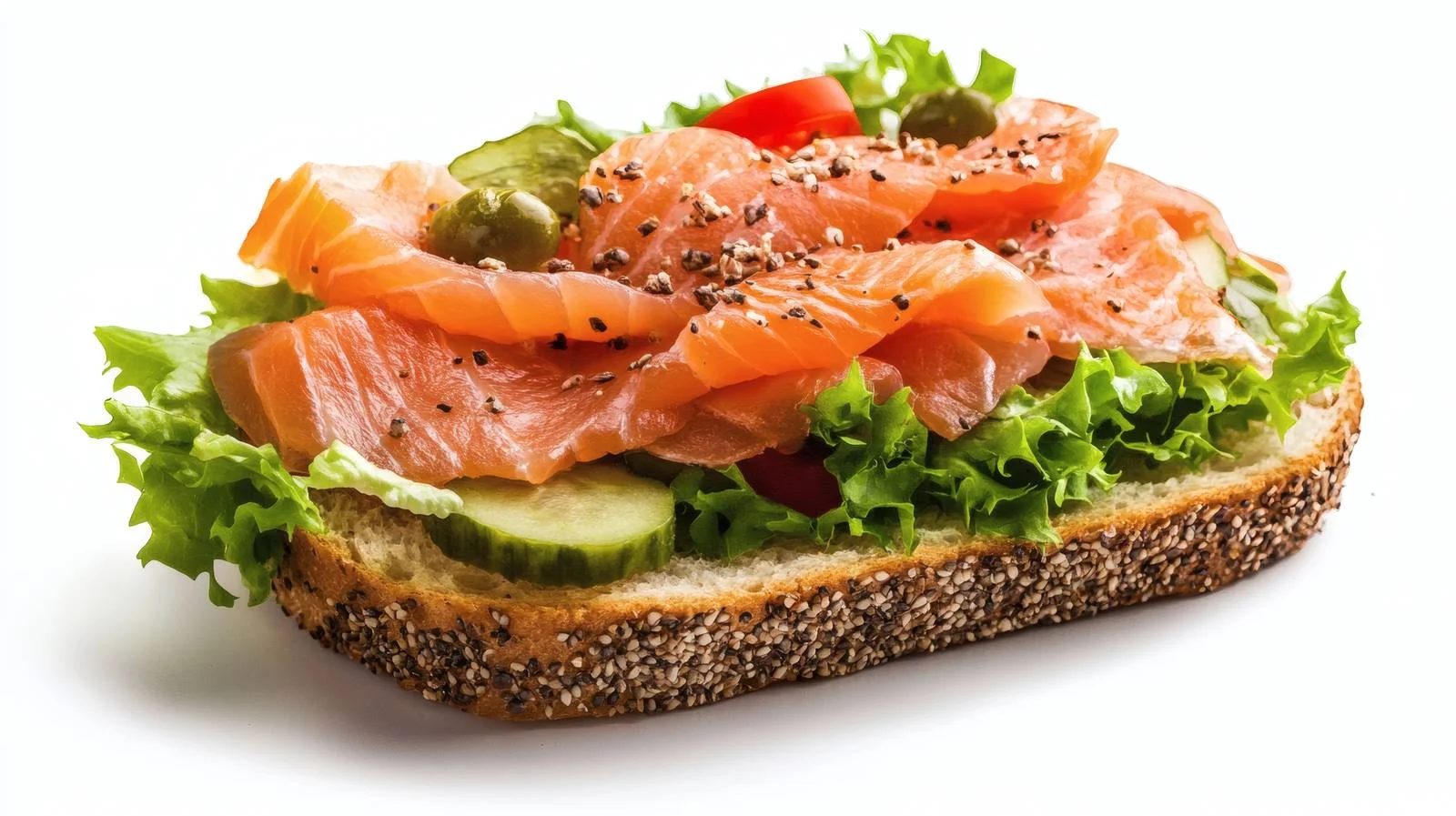 Fresh Salmon Sandwich White Background — free download from Dotvec