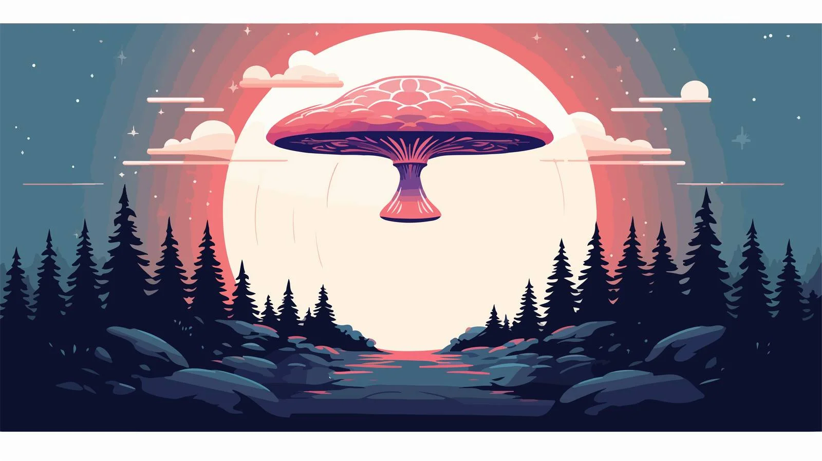 Mind-Expanding UFO Captures Mushroom in Space — free download from Dotvec