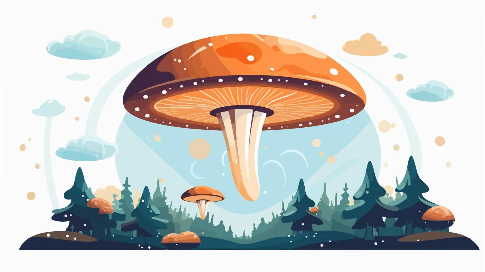 Extraterrestrial Encounter: UFO and Mushroom in Space — free download from Dotvec