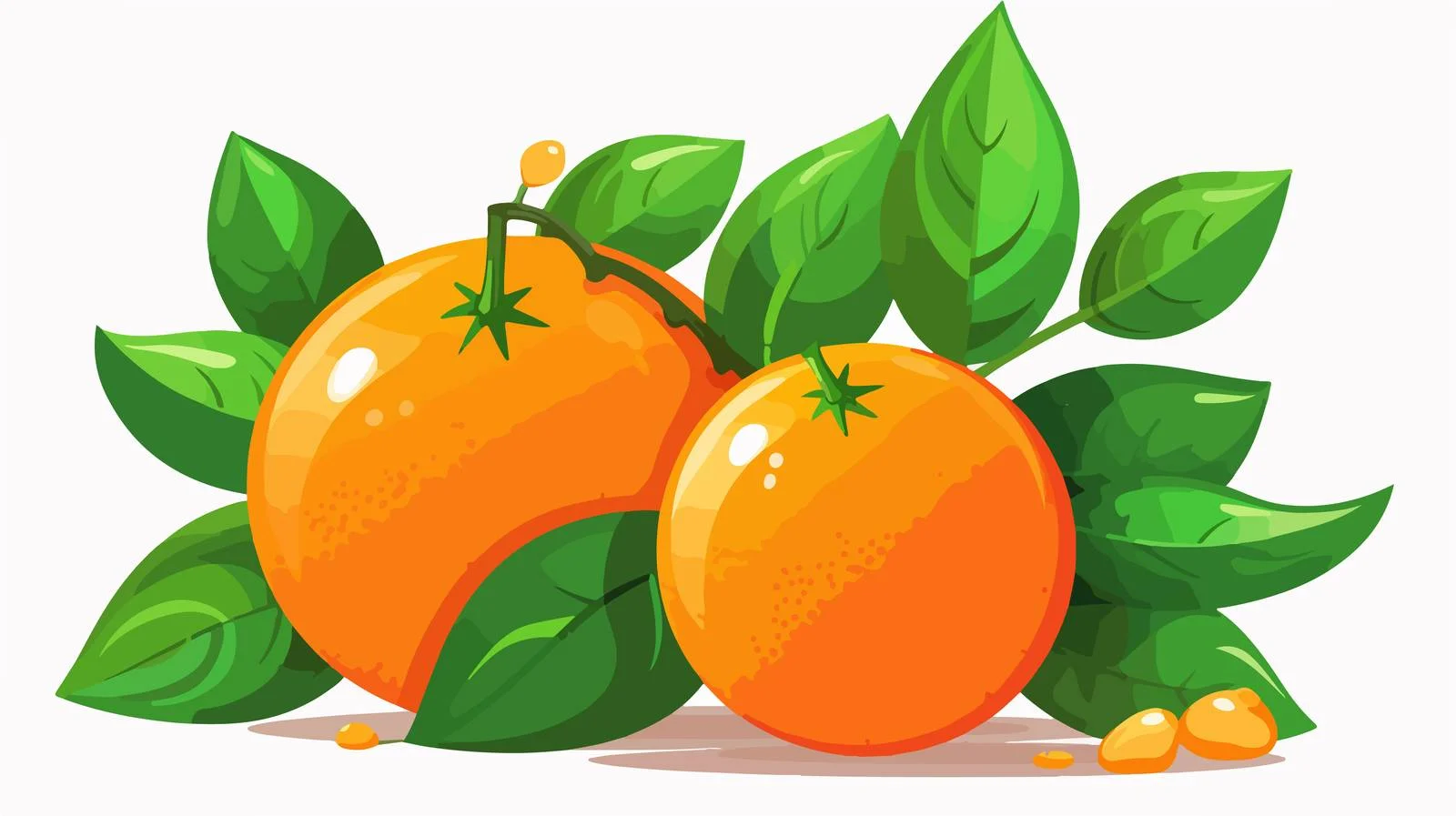 Colorful Cartoon Orange with Green Leaves — free download from Dotvec