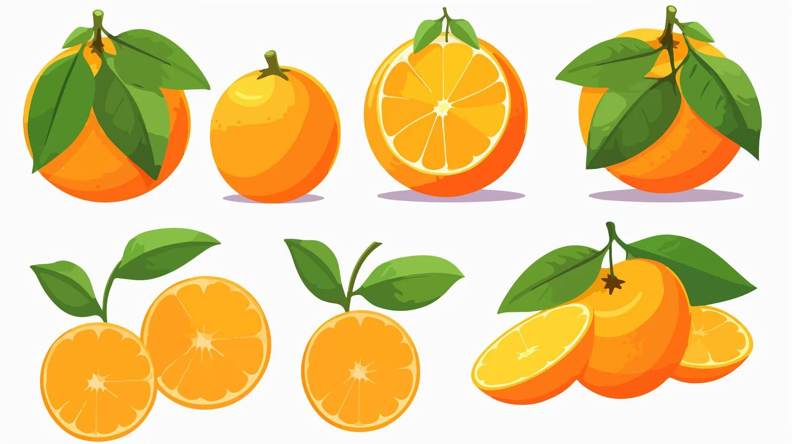 Orange Fruit Set Cut in Half — free download from Dotvec