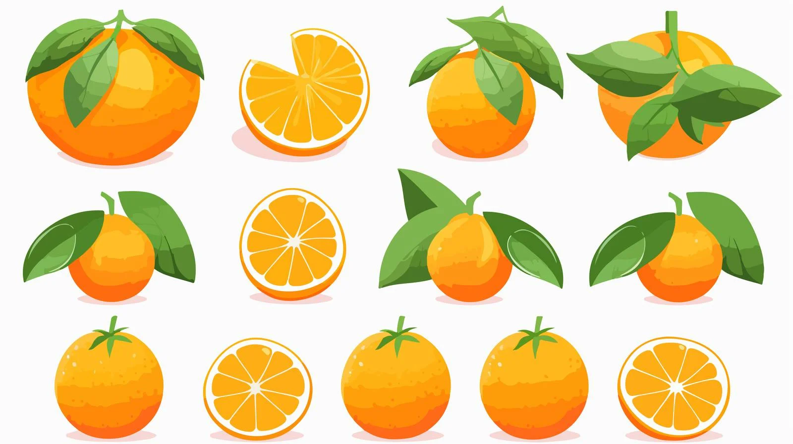 Orange Fruit Set and Cut in Half — free download from Dotvec