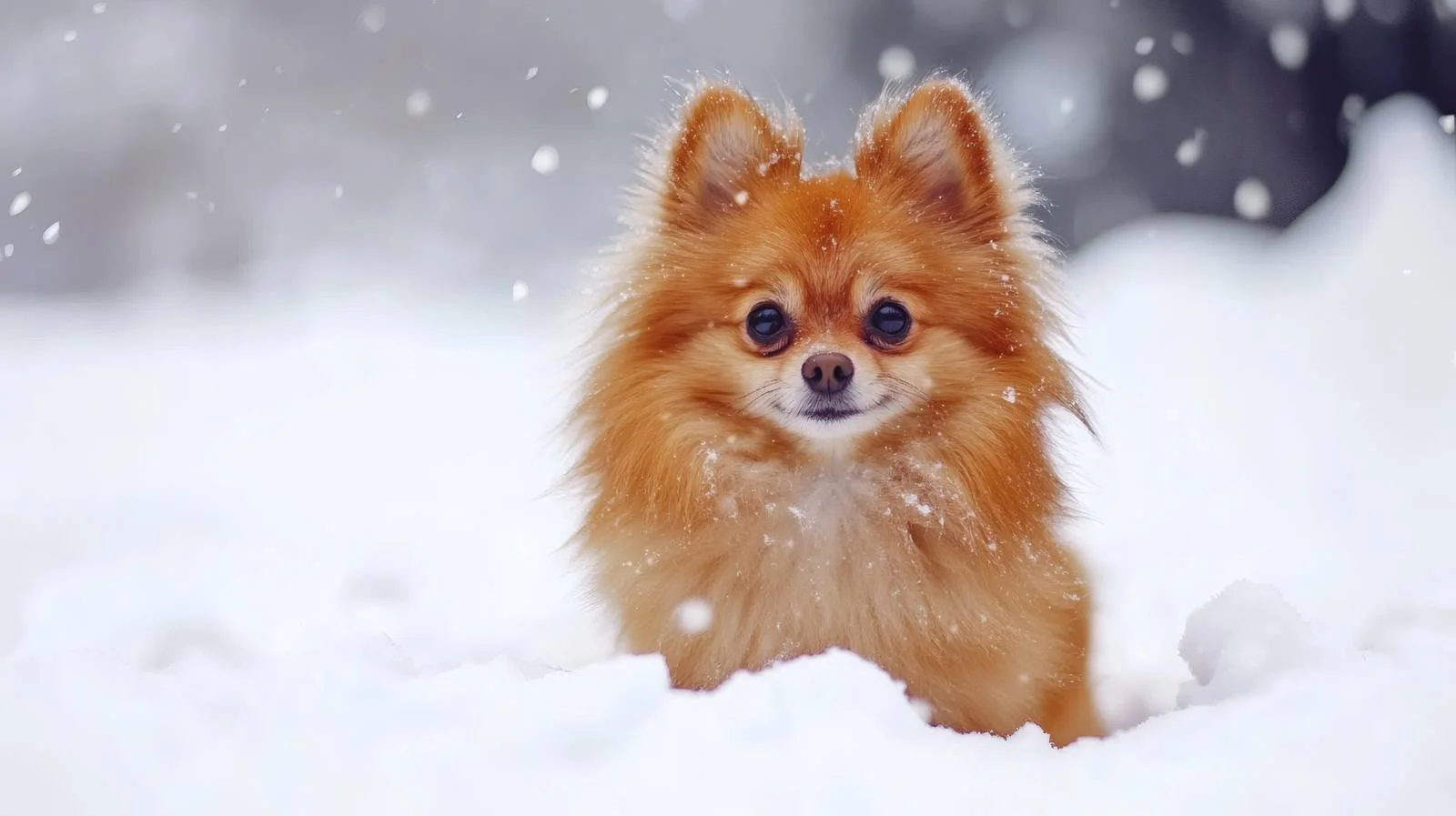 Winter Park Playful Orange Pomeranian Dog — free download from Dotvec