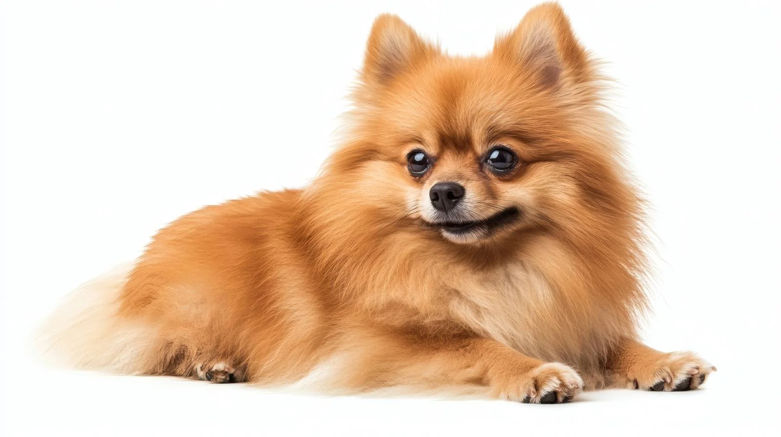 Vibrant Orange Pomeranian Dog on White — free download from Dotvec
