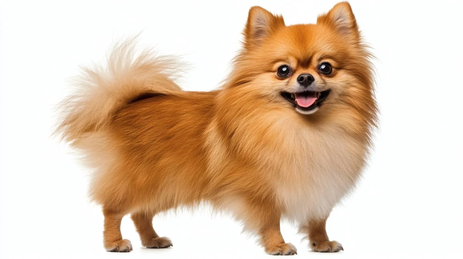 Vibrant Orange Pomeranian Dog Outdoors on White Background — free download from Dotvec