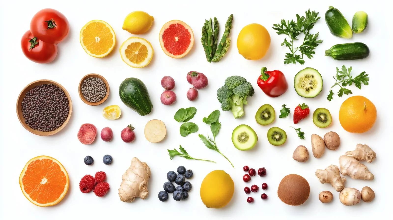 Fresh Organic Food Display on White Background — free download from Dotvec