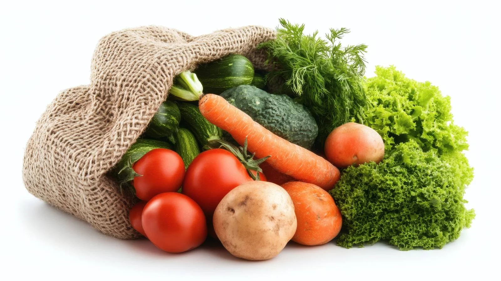 Fresh Organic Vegetables in Eco Bag on White Background — free download from Dotvec
