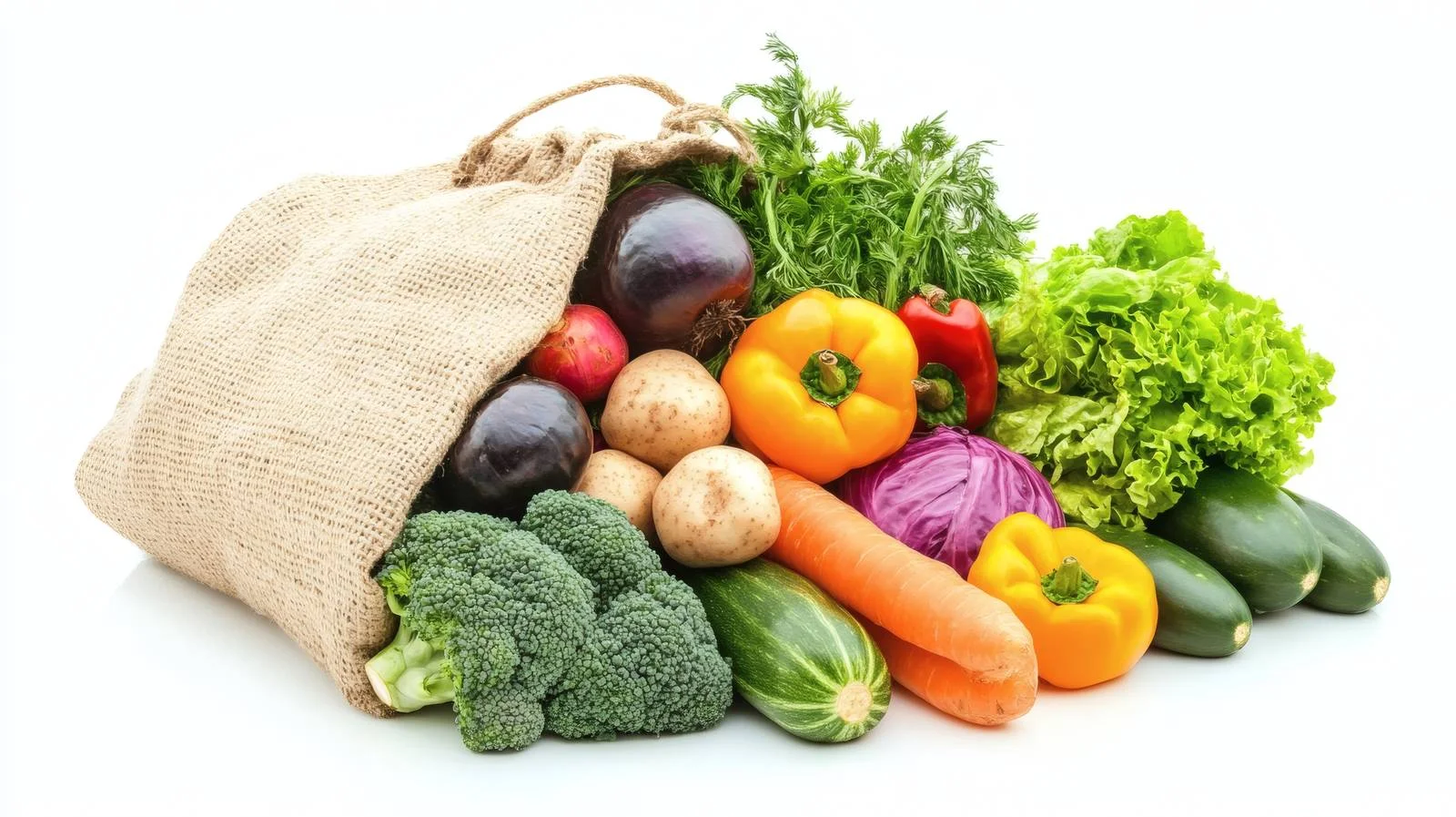 Fresh Organic Vegetables in Eco Bag on White Background — free download from Dotvec