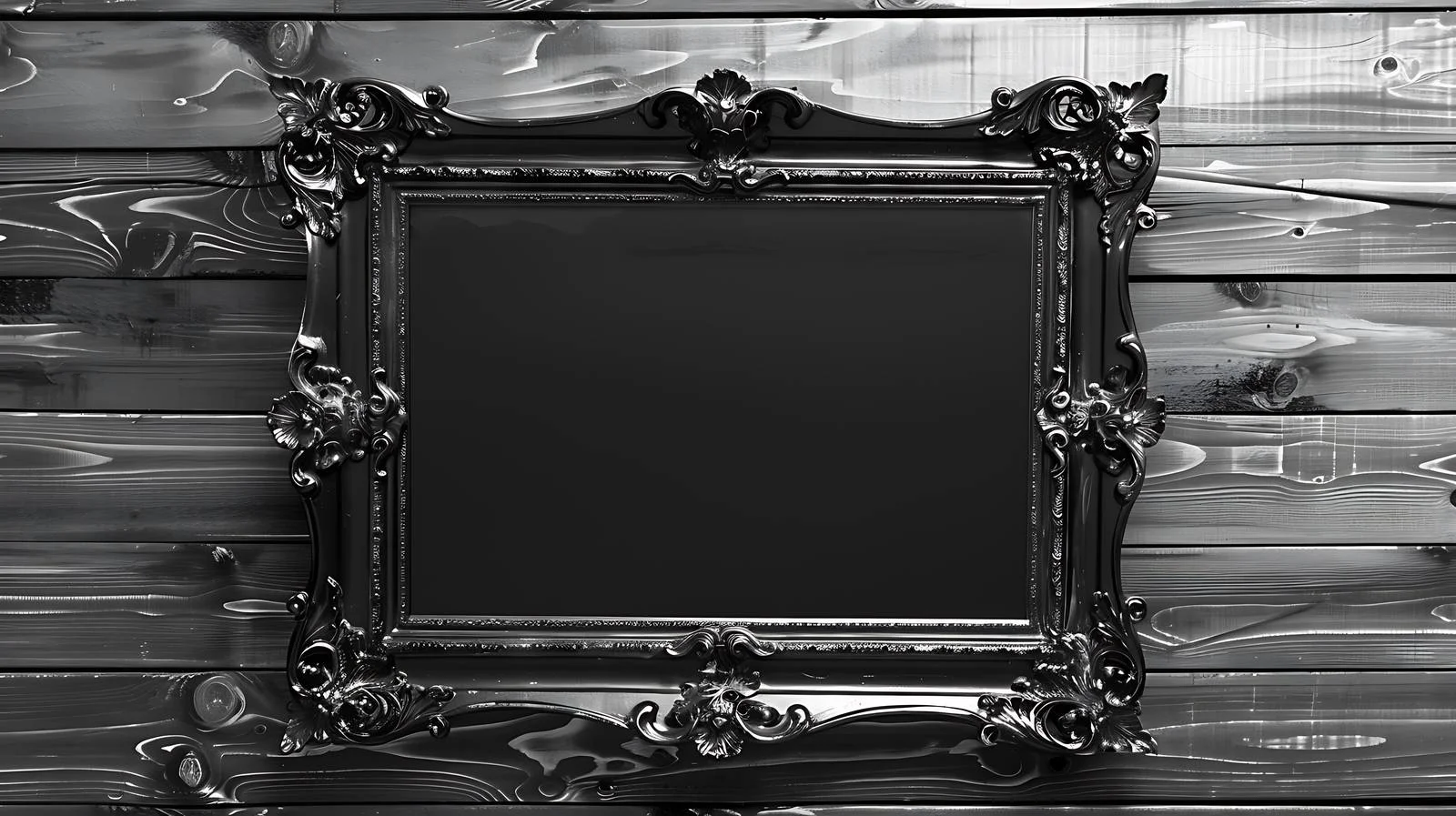 Elegant Victorian Metal Frame on Black Wood — free download from Dotvec